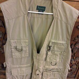 Scandia Woods Men's Vest Large Khaki Utility Multi-Pocket Tactical Hunt Fishing.